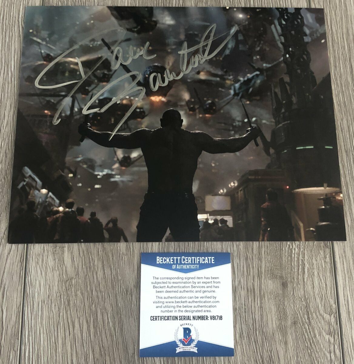 DAVE BAUTISTA SIGNED GUARDIANS OF THE GALAXY 8x10 Photo Poster painting wEXACT PROOF BECKETT COA