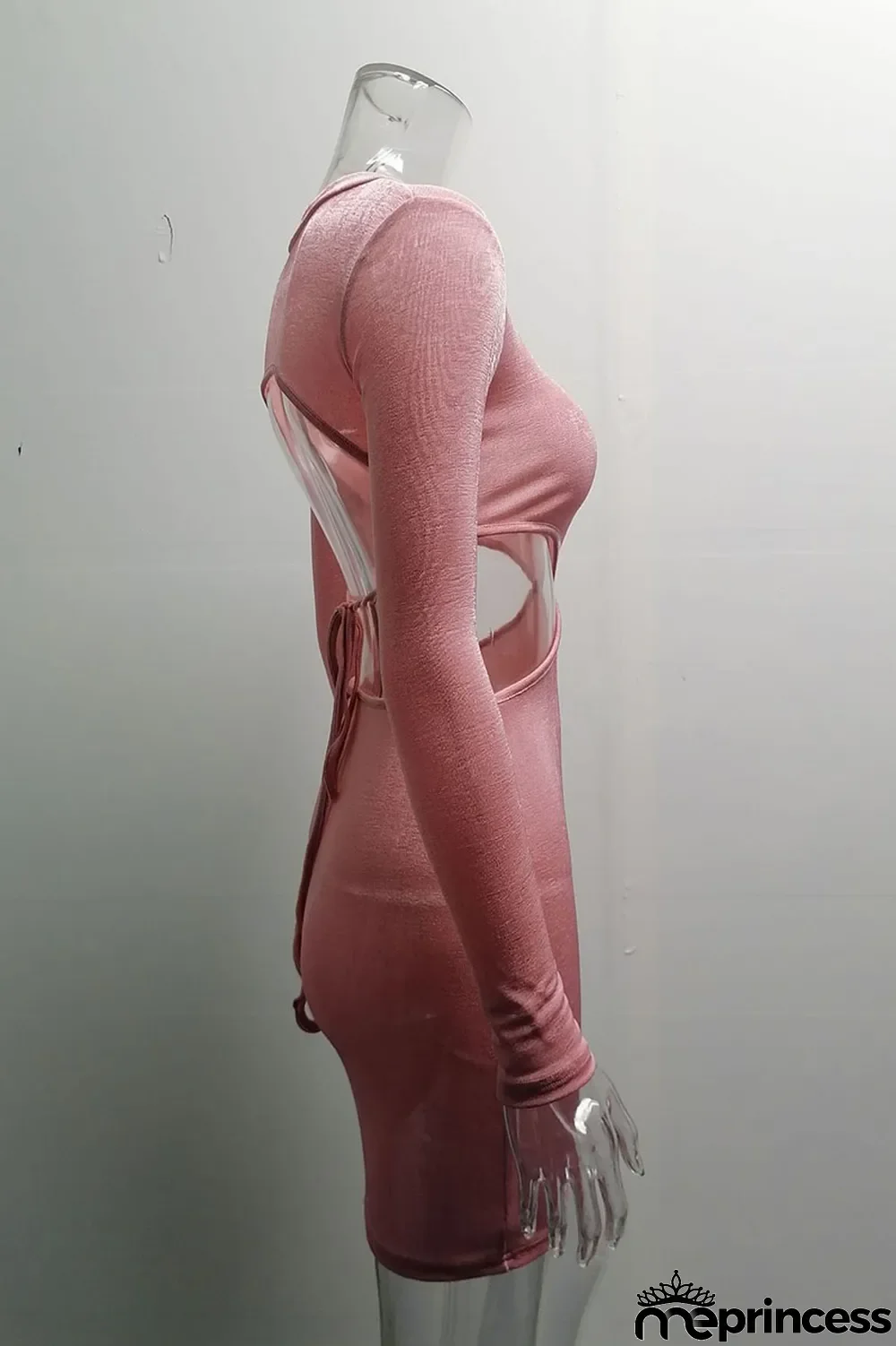 Apricot Fashion Sexy Solid Hollowed Out O Neck One Step Skirt Dresses