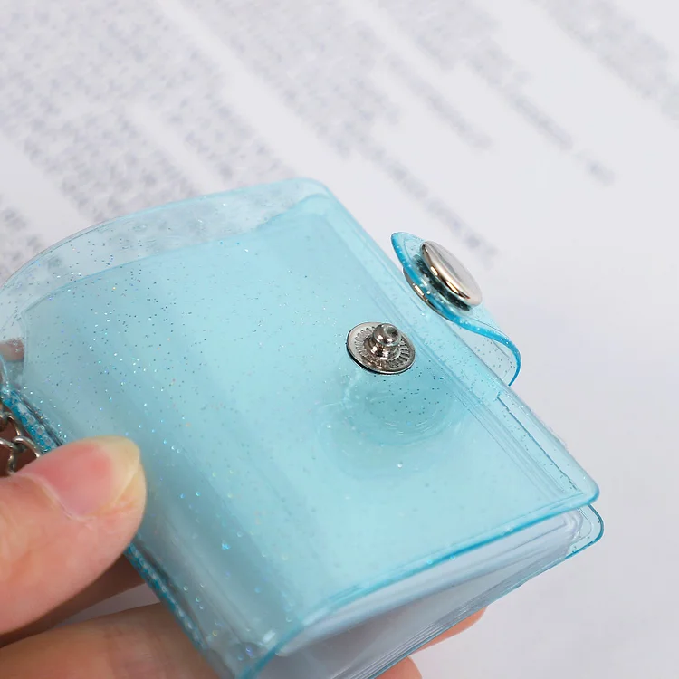 1-inch Mini Photo Album Keychain Pendant, Glittering Blue