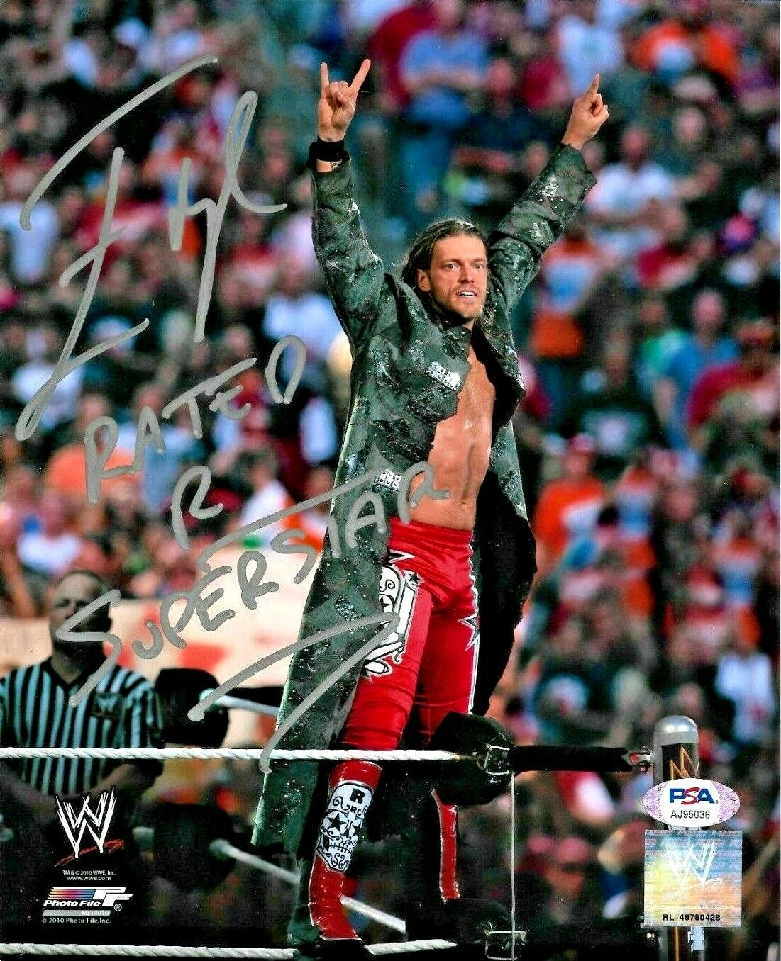 WWE EDGE HAND SIGNED RATED R SUPERSTAR INSCRIBED 8X10 Photo Poster painting WITH PSA DNA COA 9