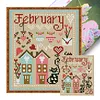 February Animal House Partial 14CT 2 Strands French DMC DIY Counted Cross Stitch Kits for Beginners Adults Home Decor Cross Stitch Patterns Arts Craft Kits 19x22cm