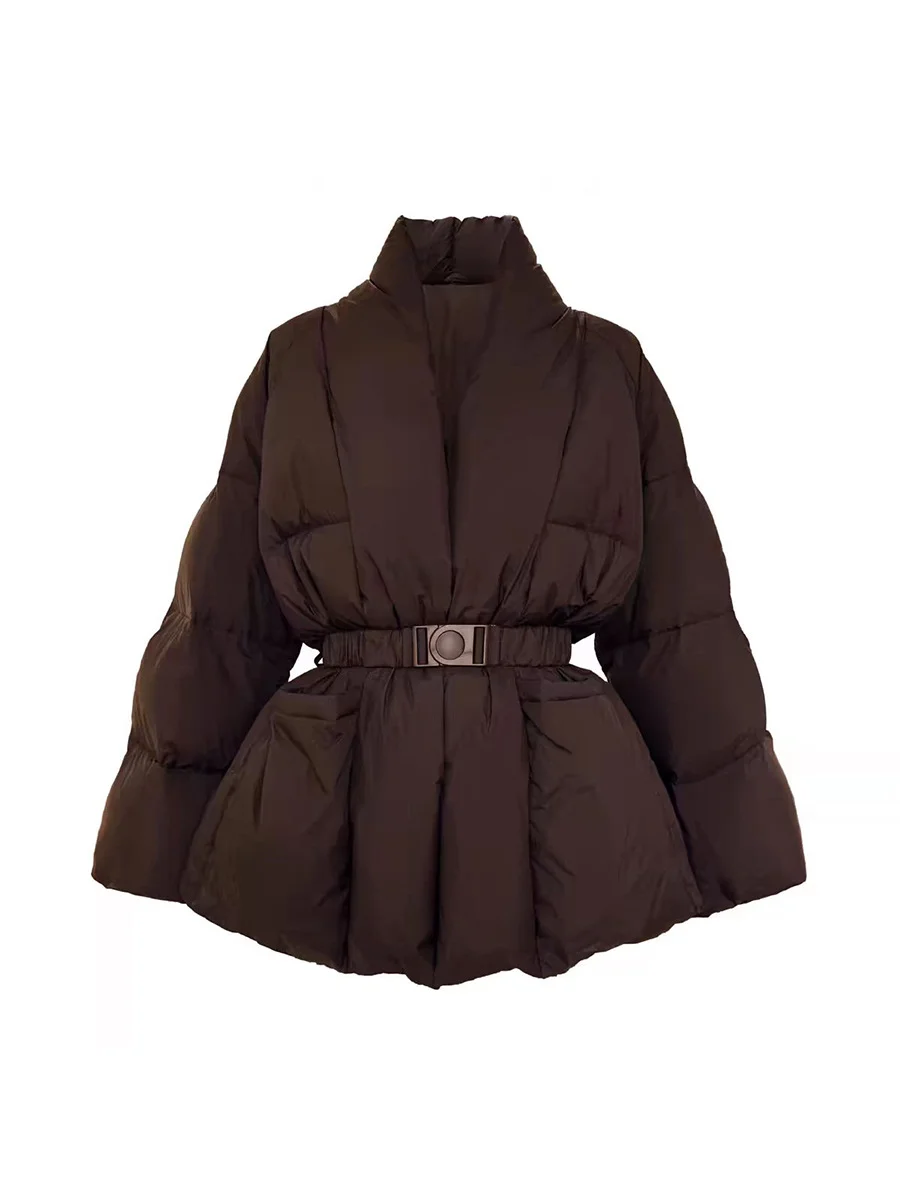 Toloer High Luxury White Duck Down In The Long Down Jacket Female 2024 Winter Fashion Waist Show Thin And Thick V-Neck Coat Tide-Outfit Ideas