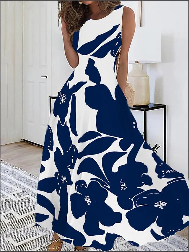 Long dress maxi casual summer print graphic floral polka dot fashion modern daily holiday