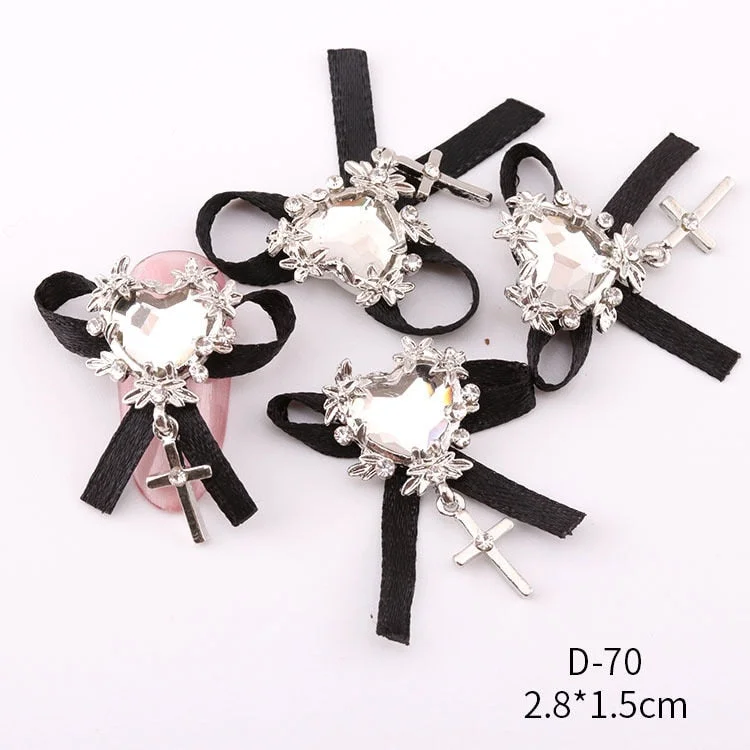 Nail Decoration Elegant Bowknot Designs 5 pcs/Set Alloy With Exquisite Zircon Rhinestones For Beauty Salons