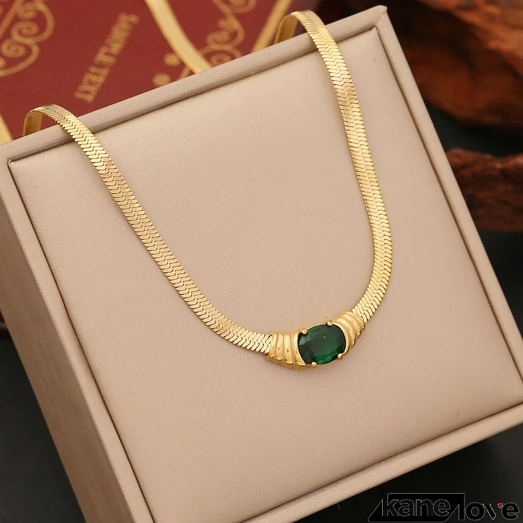 Women's Fashion Green Necklace Earrings Bracelet Set