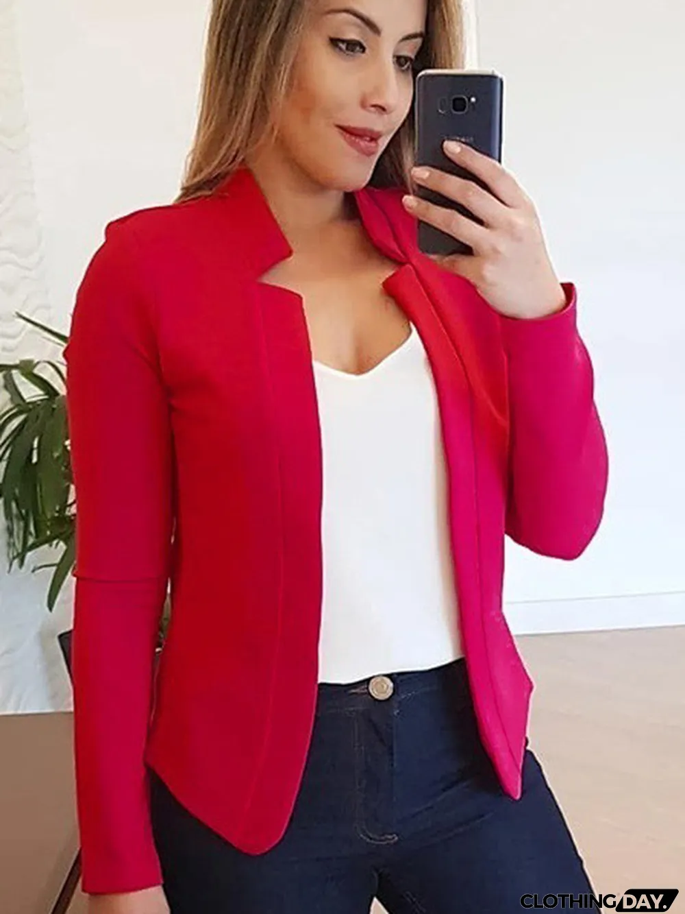 Autumn Elegant Slim Solid Short Blazer
