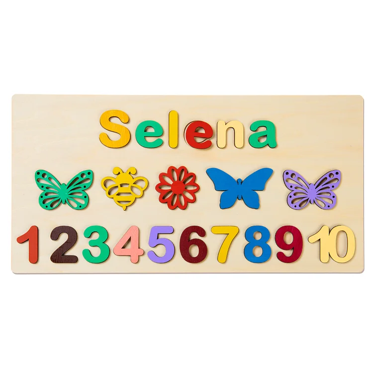 Puzzles bébé nom personnalisé avec chiffres et animal Jouets d'apprentissage précoce Jessemade FR