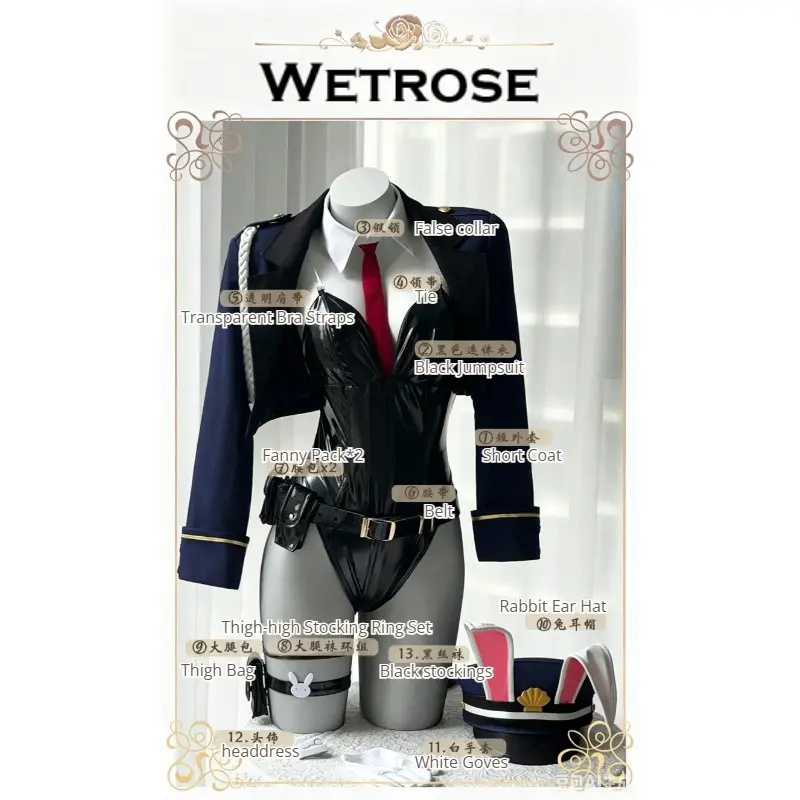 [Wetrose] In Stock Azur Lane Neptune Rabbit Security Bunny Girl Game Outfit Cosplay Costume 