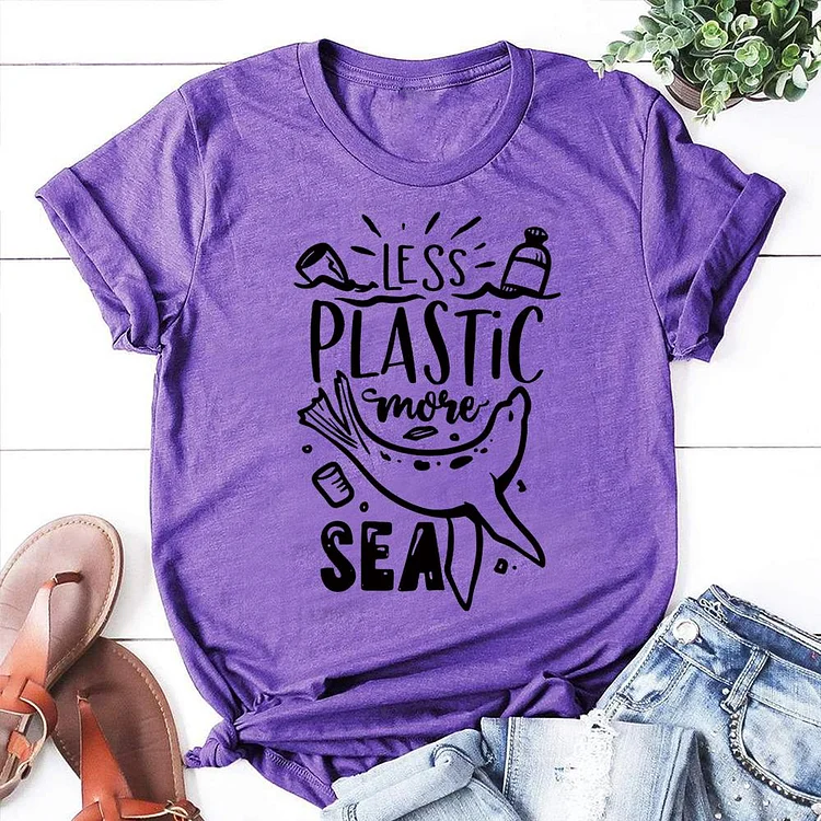 Less Plastic More Sea Nature Lover  T-shirt Tee-07073-Annaletters