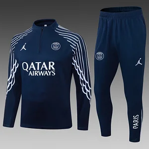 2025/2026 Psg Paris Saint-Germain Half-Pull Training Suit Royal Blue Football Shirt 1:1 Thai Quality Set