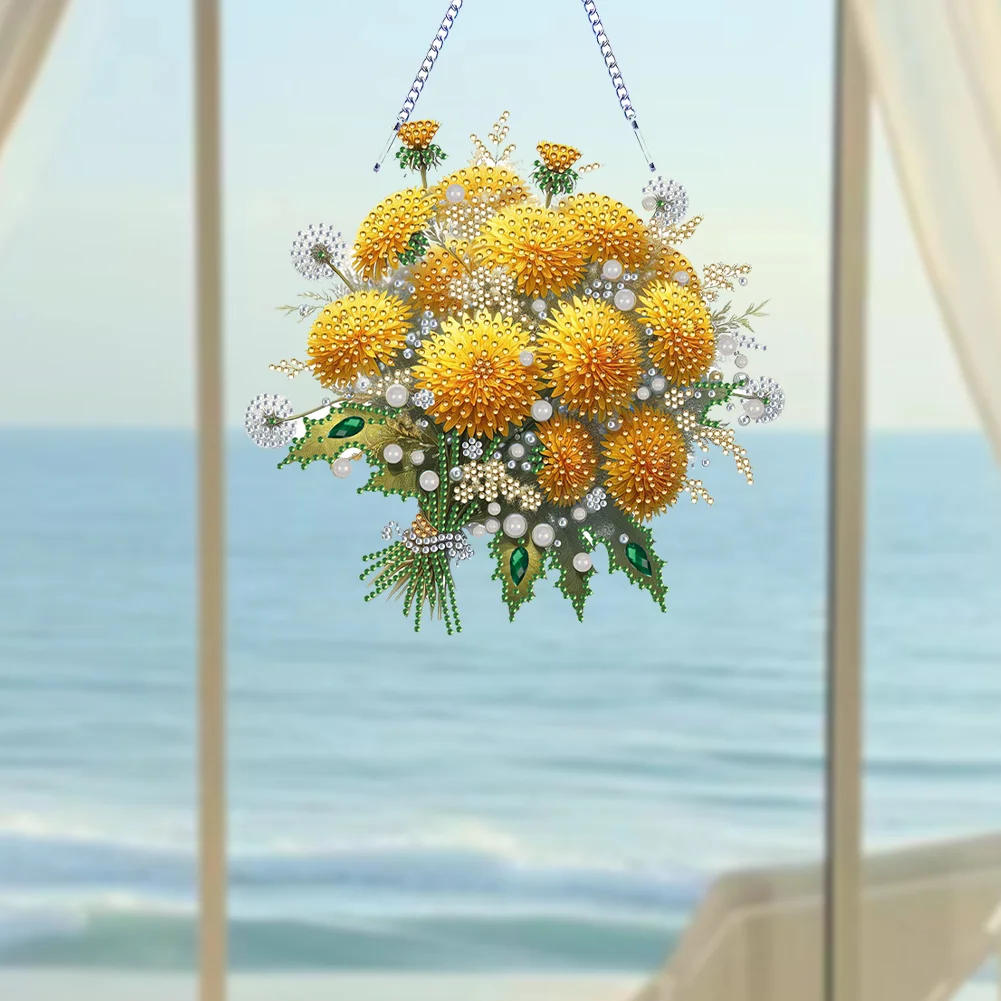 Acrylic Special Shape Dandelion 5D DIY Diamond Painting Dots Hanging Pendant