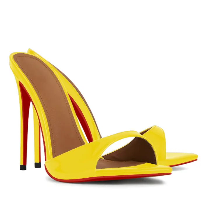 120mm Women's Sandals Pointed Toe Mules Heels Slip on Stilettos-vocosishoes