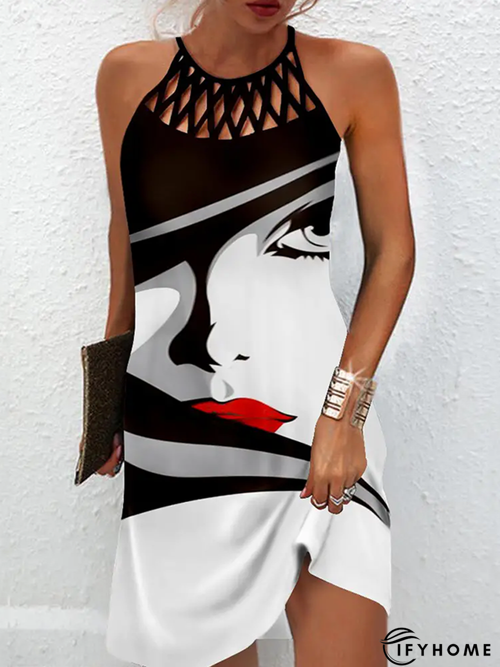 Abstract Halter Casual Dress | IFYHOME