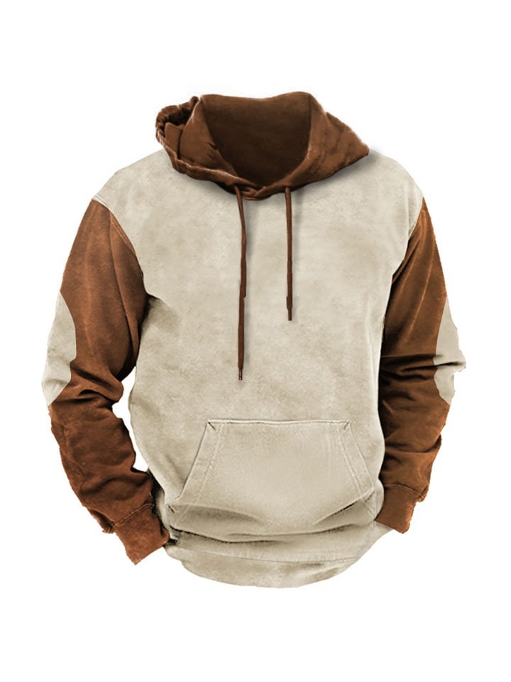 Brown Hooded Sweatshirt with Pockets-Hoverseek