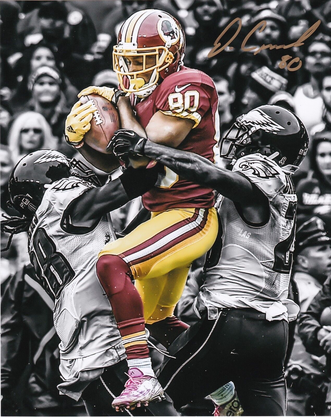 JAMISON CROWDER WASHINGTON REDSKINS ACTION SIGNED 8x10