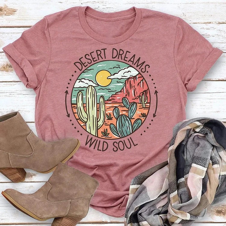 Wild soul Cactus Western T-Shirt Tee -06068-Annaletters