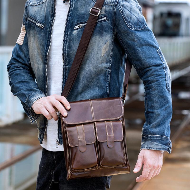 Fashion Vintage Messenger Bags Durable Leather Shoulder Bags