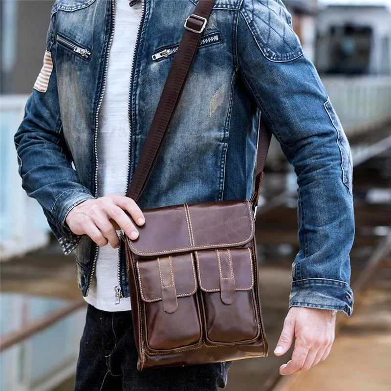 Fashion Vintage Messenger Bags Durable Leather Shoulder Bags