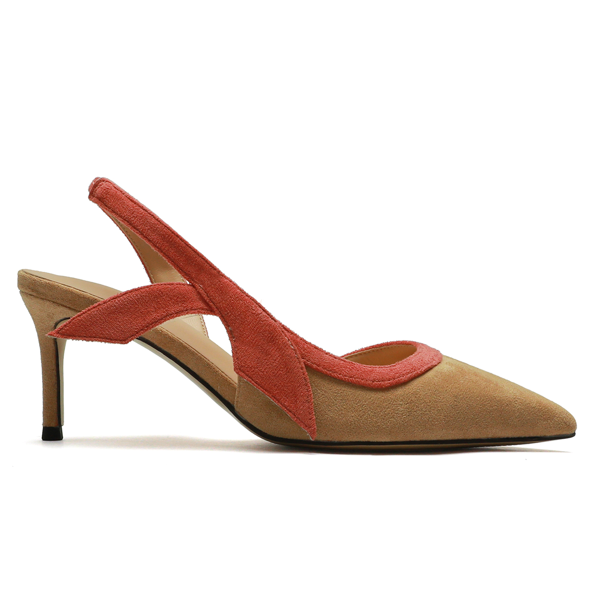 65mm Women's  Kitten Heels Pointed Toe Slingback Pumps Wedding Official Suede Sandals-MERUMOTE