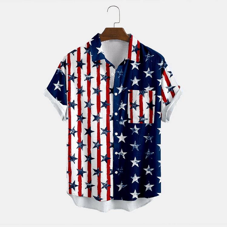 BrosWear Casual Fashion American Flag Shirt