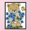 Bear Giving Flowers - 2 strands 14CT Stamped Cross Stitch 21*17cm(Brand)