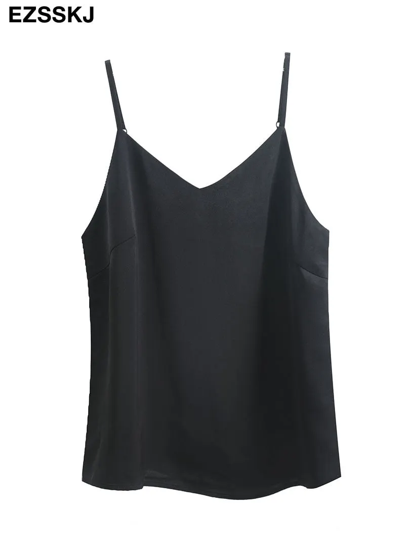 2022 Women Sexy Crop Tops Silk adjustable Top Female Sleeveless Camis Seamless Lingerie Tee Bra Crop Top Bandeau Top Tank Sling