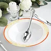 10 Pack | White Round 12oz Disposable Plastic Soup Bowl With Gold Vine and Red Rim