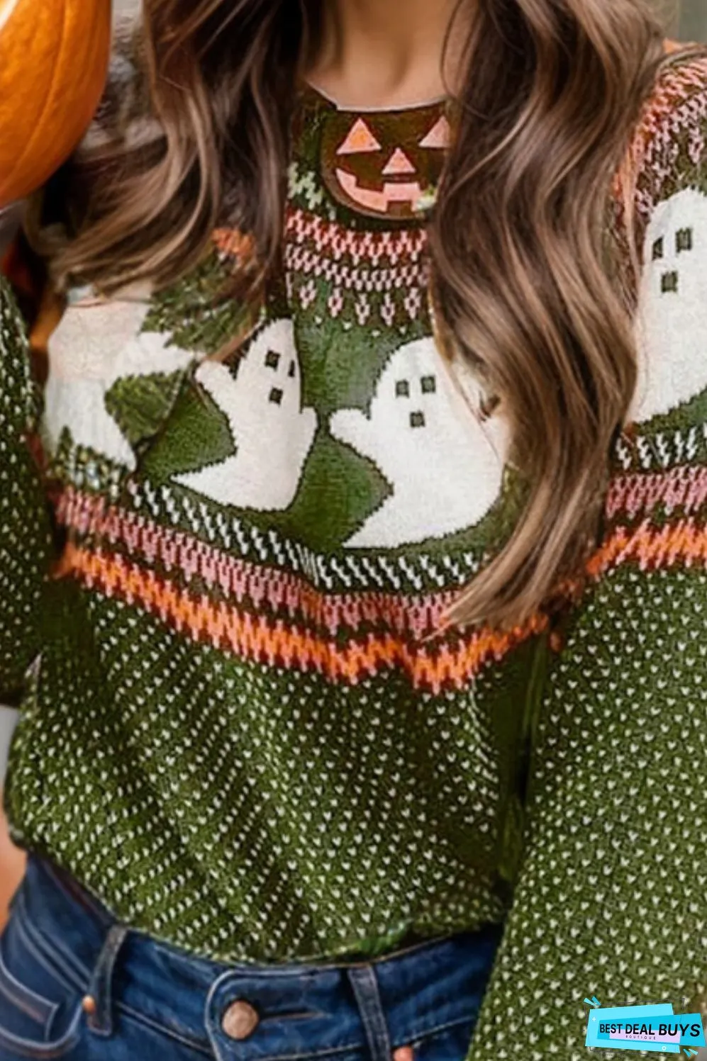 Ghost Round Neck Long Sleeve Sweater