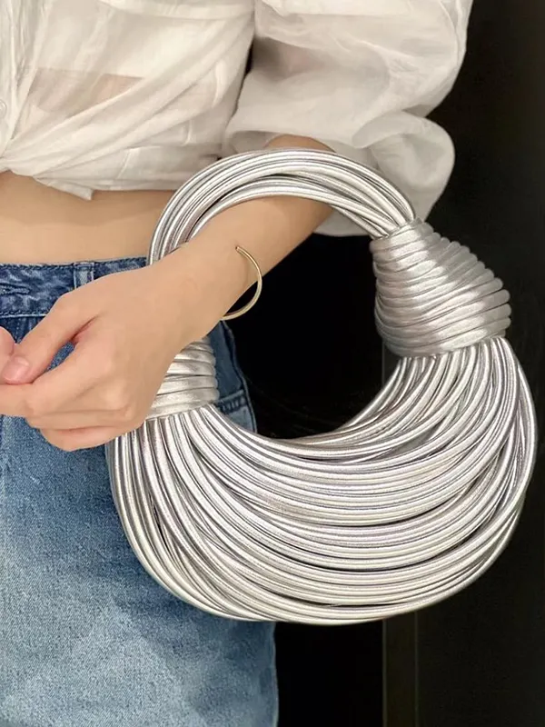 Zipper Geometric Handbags SILVER-One_size