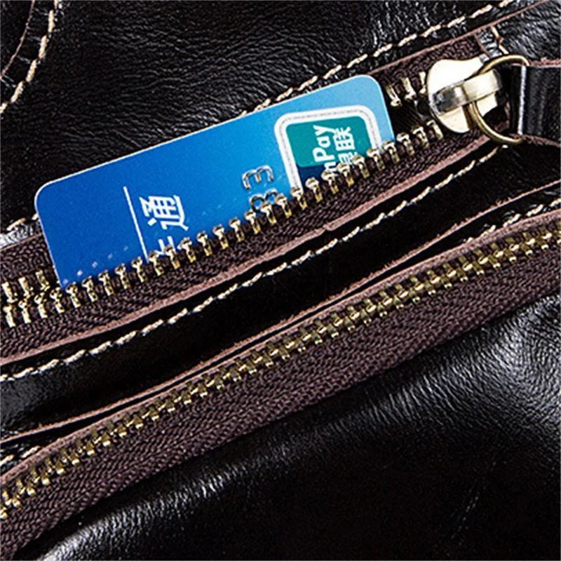 Men's Chest Bag Fashion Casual Leather Crossbody Bag With Earphone Hole And Usb Charging Port