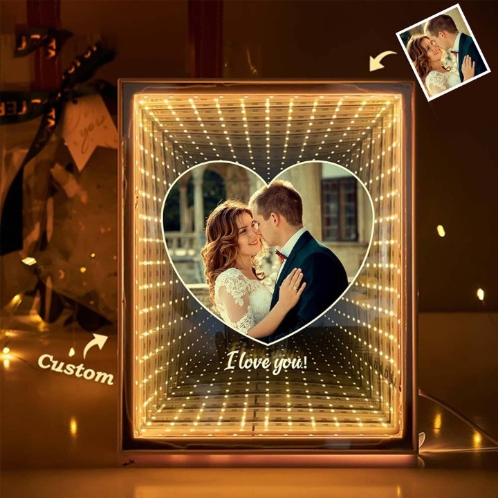 Loveyoufancy Customized Couple Photo Love Corridor Mirror Lamp