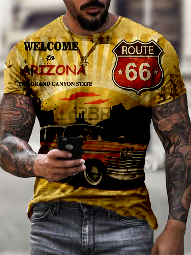 Mens retro Moto Tin Logo Printed T-shirt / [viawink] /