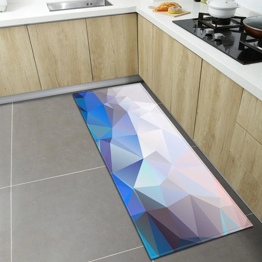 Kitchen Floor Mat Home Entrance Doormat 3D Geometry Living Room Bedroom Decoration Carpet Hallway Balcony Bathroom Anti-Slip Rug