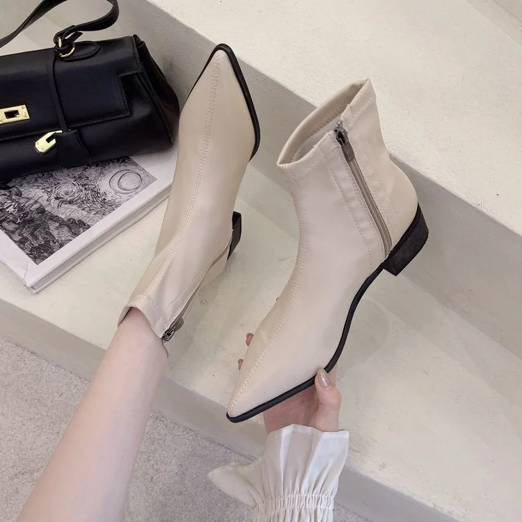 Graduation Gifts  Boots 2022 chunky heeled women fashion boots web celebrity matching medium heel slim Chelsea ankle boots