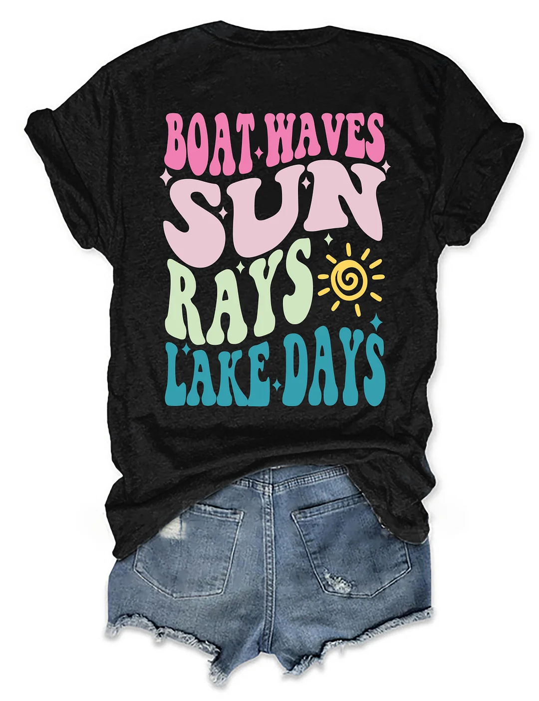 Boat Waves Sun Rays Lake Days T-shirt