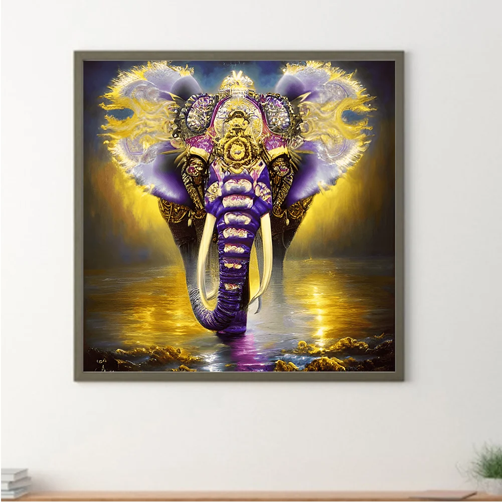 Full Round Diamond Painting 30*30cm - The Elephant Walking In The Starry Sky