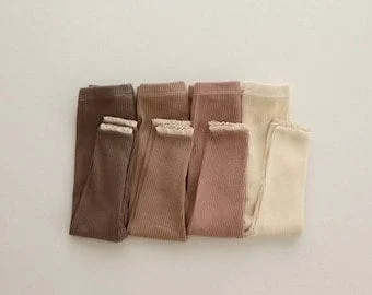 pornhint Pornhint Baby Ribbed Leggings, Knit Cotton Pants, Neutral Baby Boutique, Bodysuit Clothing for Photoshoot, Special Events & Everyday Wear!