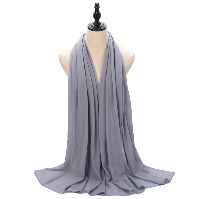 Hot Pearl Chiffon Yarn Muslim Women Hijab Silk Scarf Hui Turban Plain Long Scarf