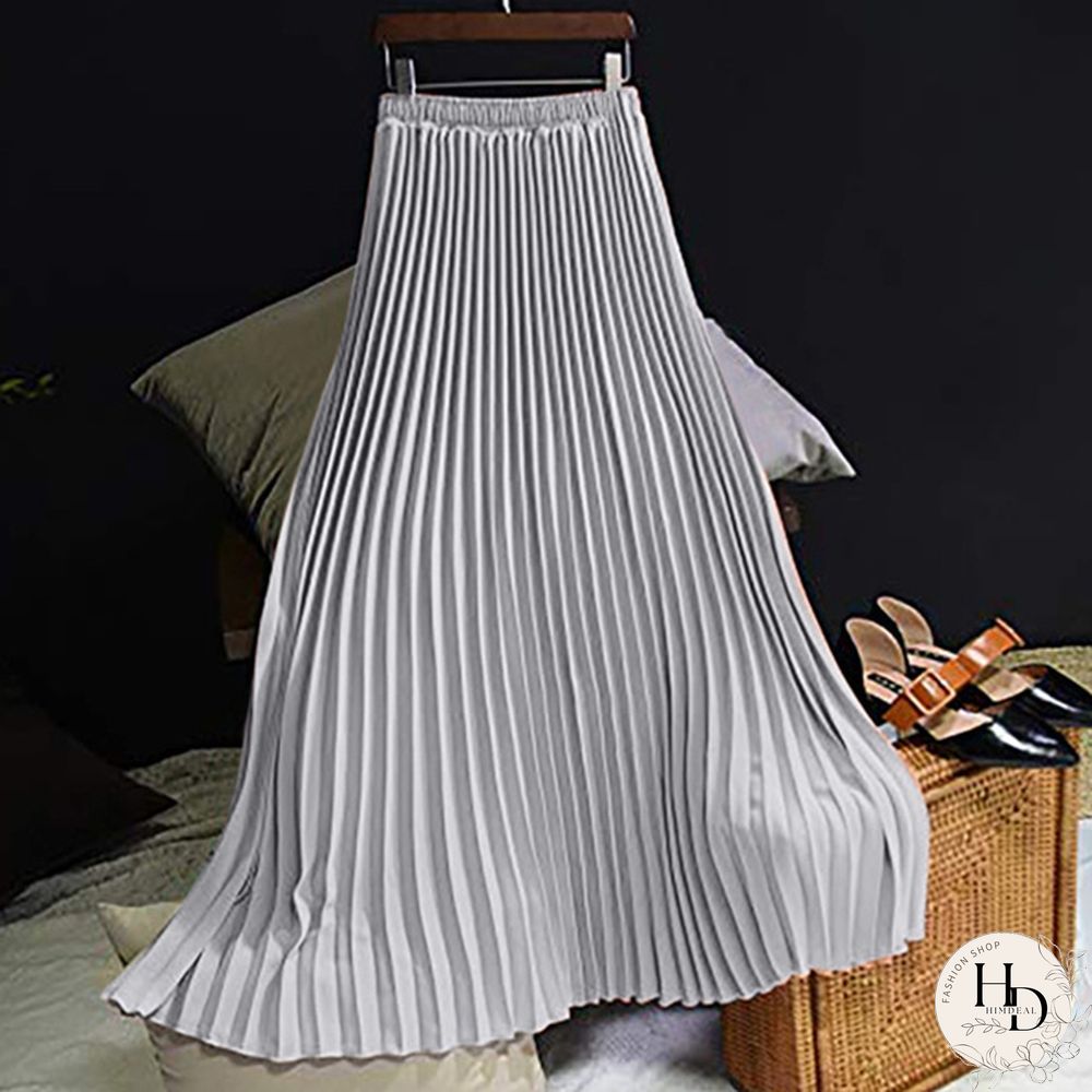 Summer New Fashion Women's Skirt One Size Multicolor Solid Pleated Skirt
