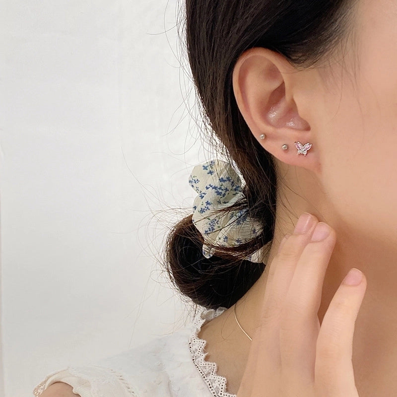 1 Pair 925 Sterling Silver Zircon 925 Sterling Silver Earrings Butterfly Earrings