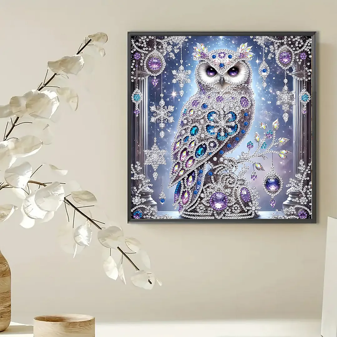 Diamond Painting - Partial Special Shaped Drill - Crystal Snow Owl(Canvas|30x30cm)