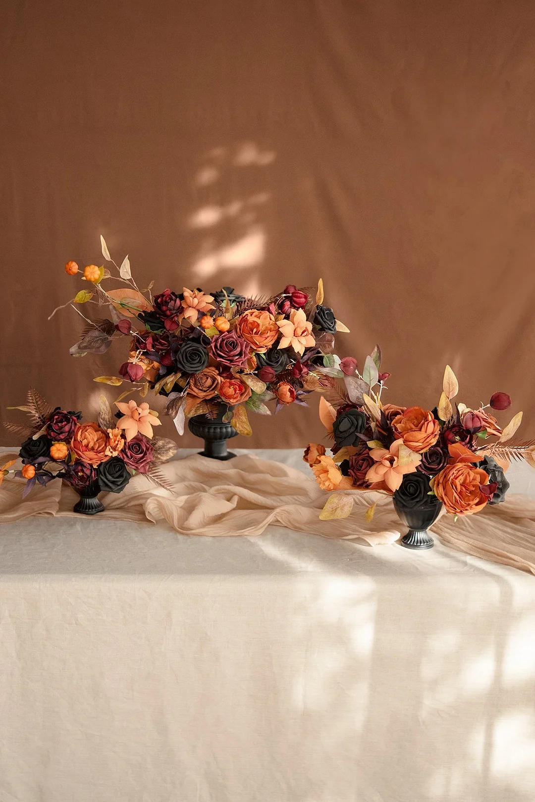 DIY Wedding Centerpiece Packages in Black & Pumpkin Orange