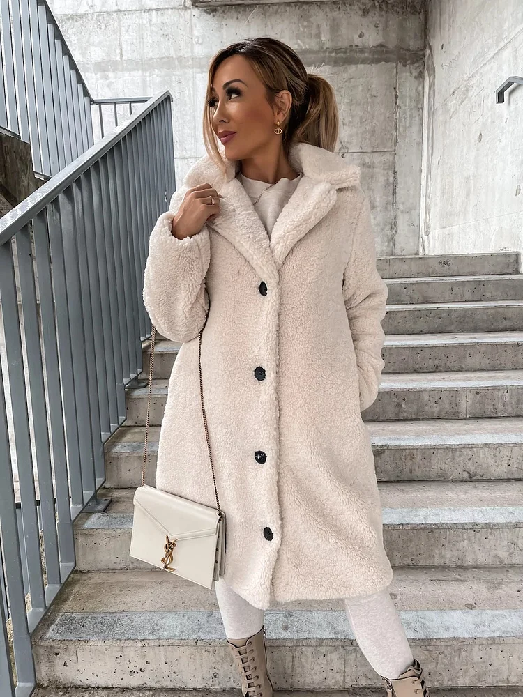 Women Long Plush Cardigan Coat