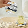 8pcs/set Diamond Painting Mountain Pattern Coaster Cup Cushion Home Decor