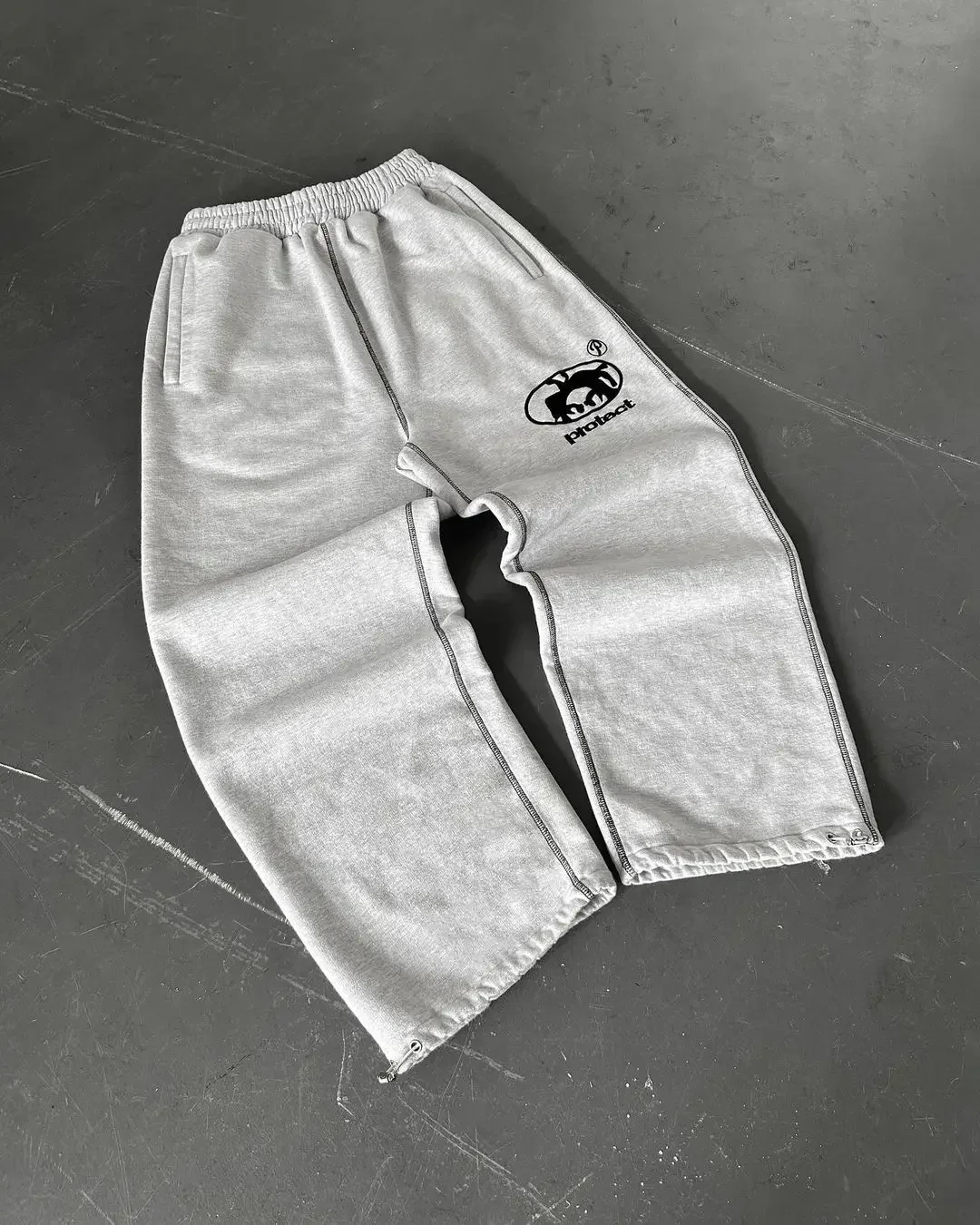 Aonga Y2K Striped Wide Legs Sweatpants Men Women Harajuku Letter Graphic Embroidered Trousers Gothic Casual Gray Trousers Track Pants aonga
