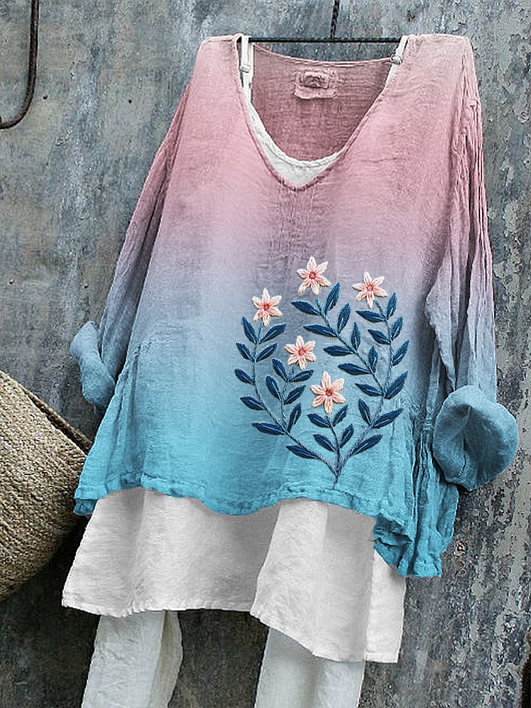 Damen-Transgender-Blumen-Print-Oberteile