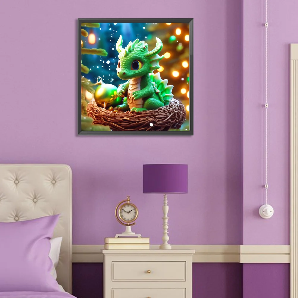 Full Round Diamond Painting 30*30cm - Dragon In The Nest