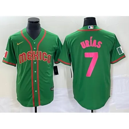Men's Mexico Baseball #7 Julio Urias 2023 Green World Baseball With Patch Classic Stitched Jersey RYKC