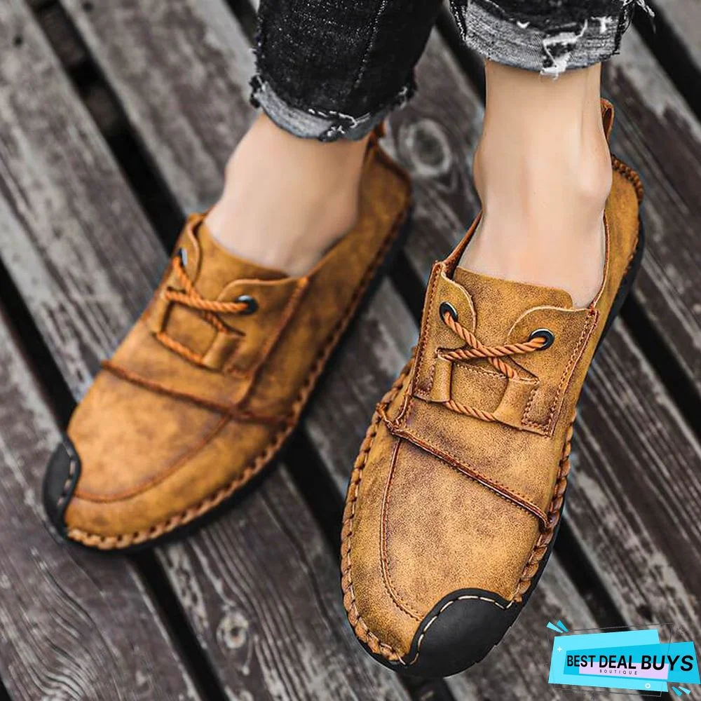 Men's Fashion Business Spliced Laced Casual Leather Shoes
