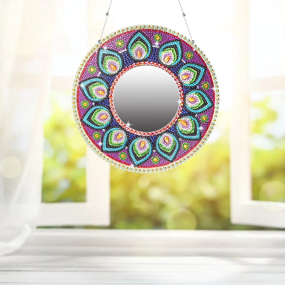 DIY Compact Mirror Paint by Number Kits Hanging Flower Home Decor